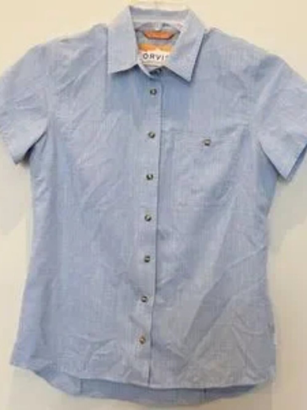 Women's Tech Chambray Short-Sleeved Work Blue Button Down Shirt